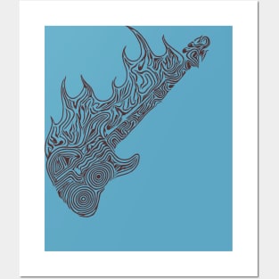 Flaming Bass Guitar Posters and Art